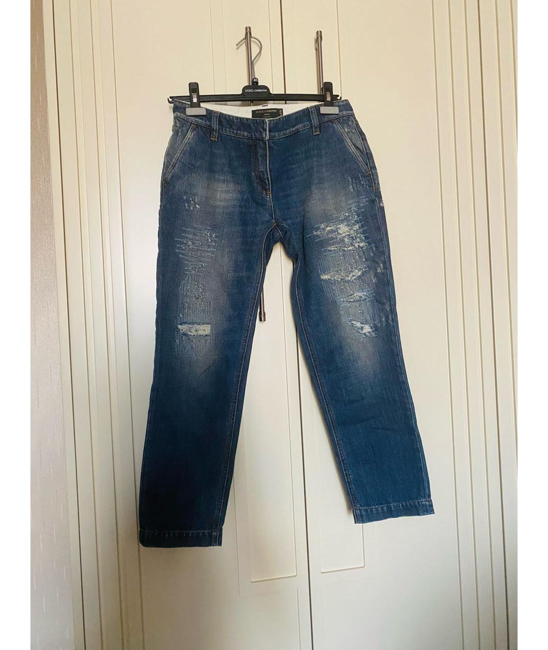 DOLCE&GABBANA Синие хлопковые прямые джинсы, фото 9