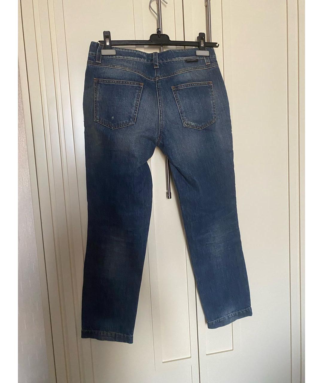 DOLCE&GABBANA Синие хлопковые прямые джинсы, фото 2