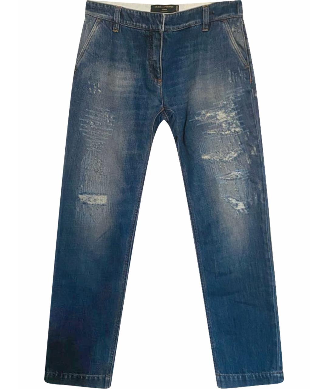 DOLCE&GABBANA Синие хлопковые прямые джинсы, фото 1