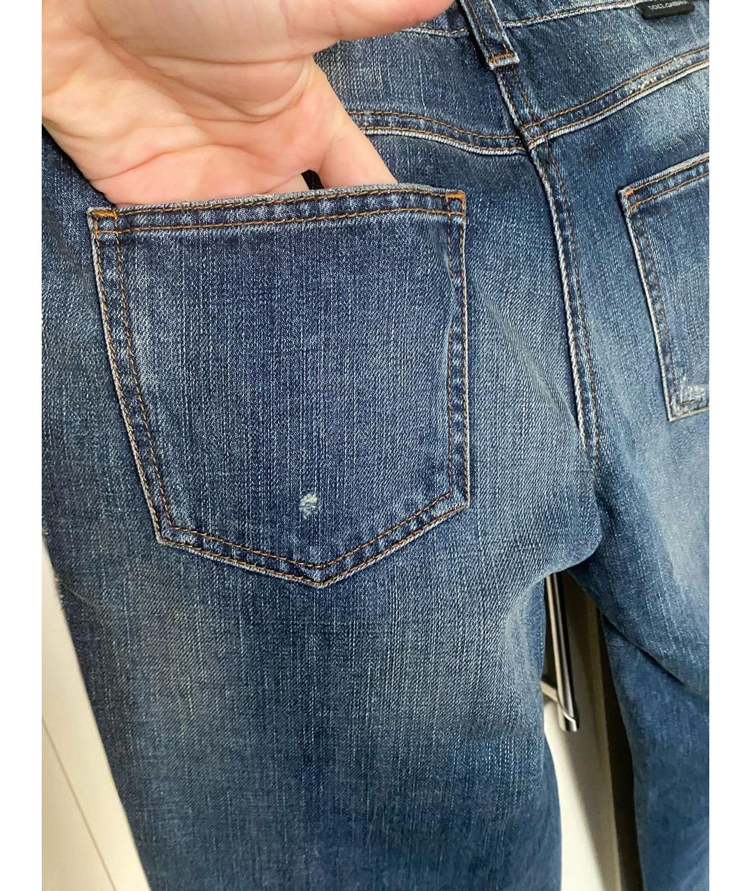 DOLCE&GABBANA Синие хлопковые прямые джинсы, фото 8