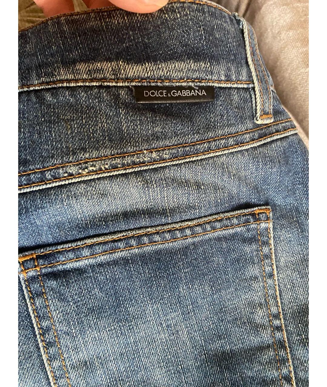 DOLCE&GABBANA Синие хлопковые прямые джинсы, фото 4