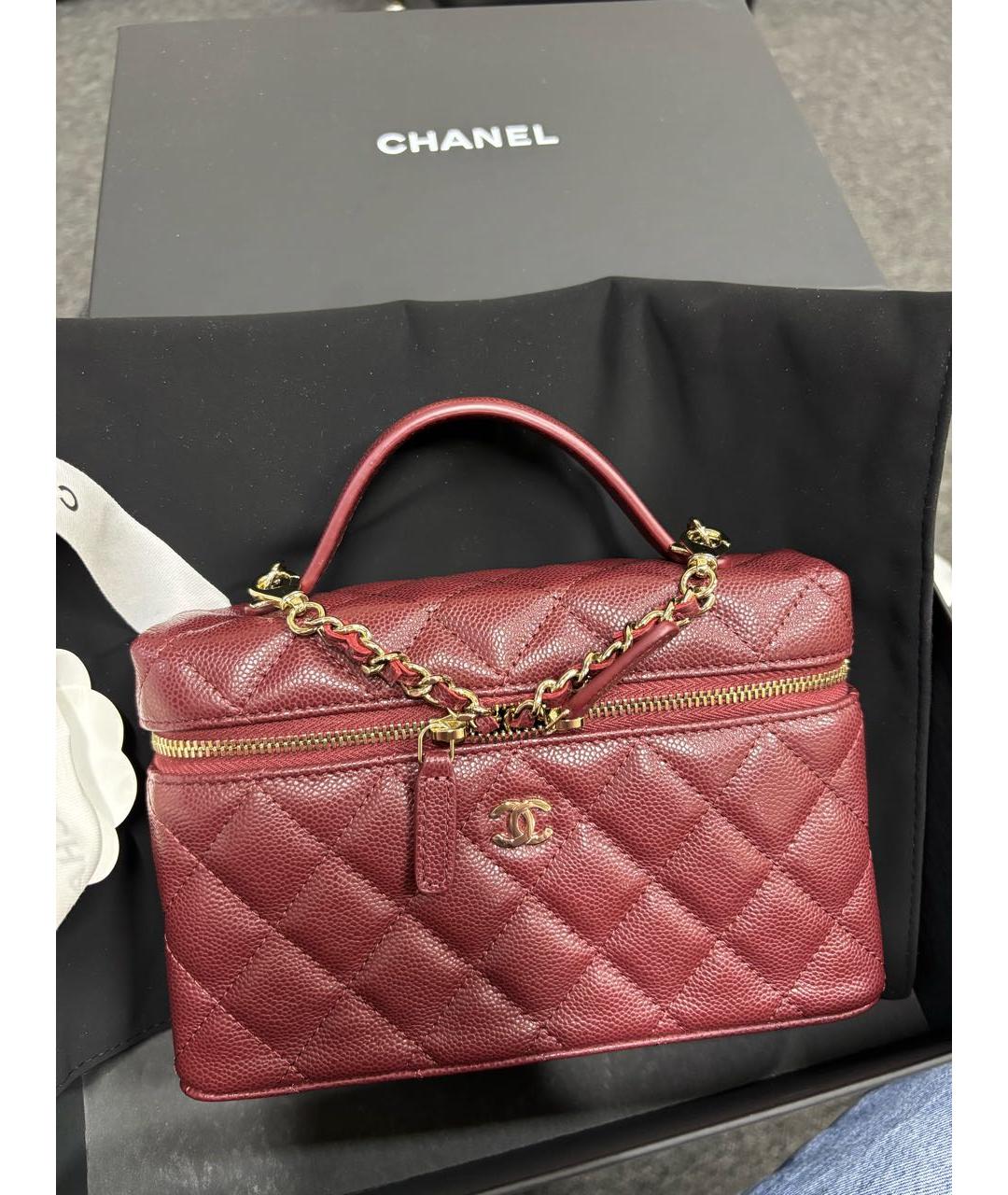 CHANEL Бордовая кожаная сумка через плечо, фото 7