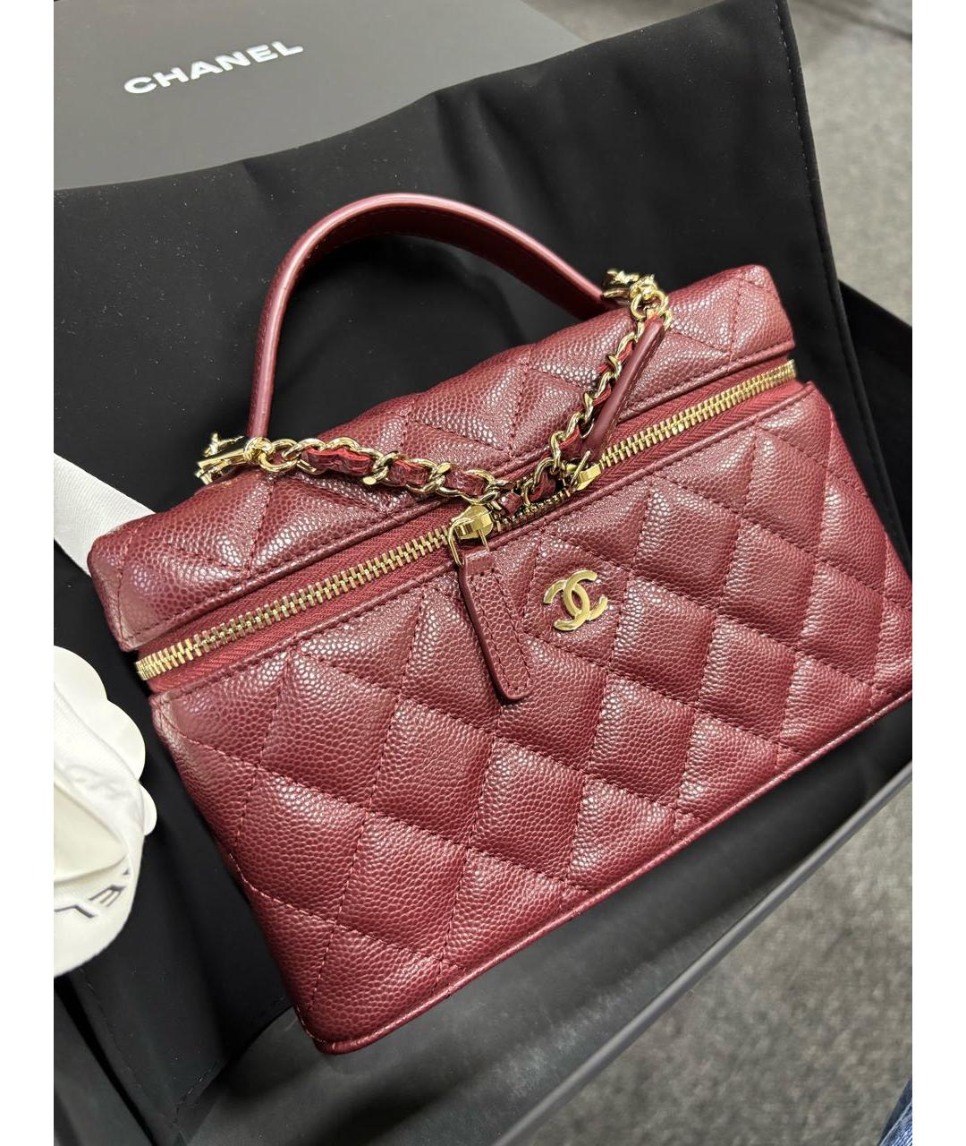 CHANEL Бордовая кожаная сумка через плечо, фото 3