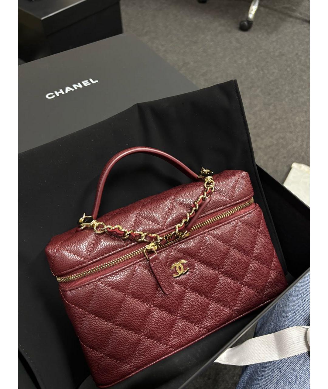 CHANEL Бордовая кожаная сумка через плечо, фото 2