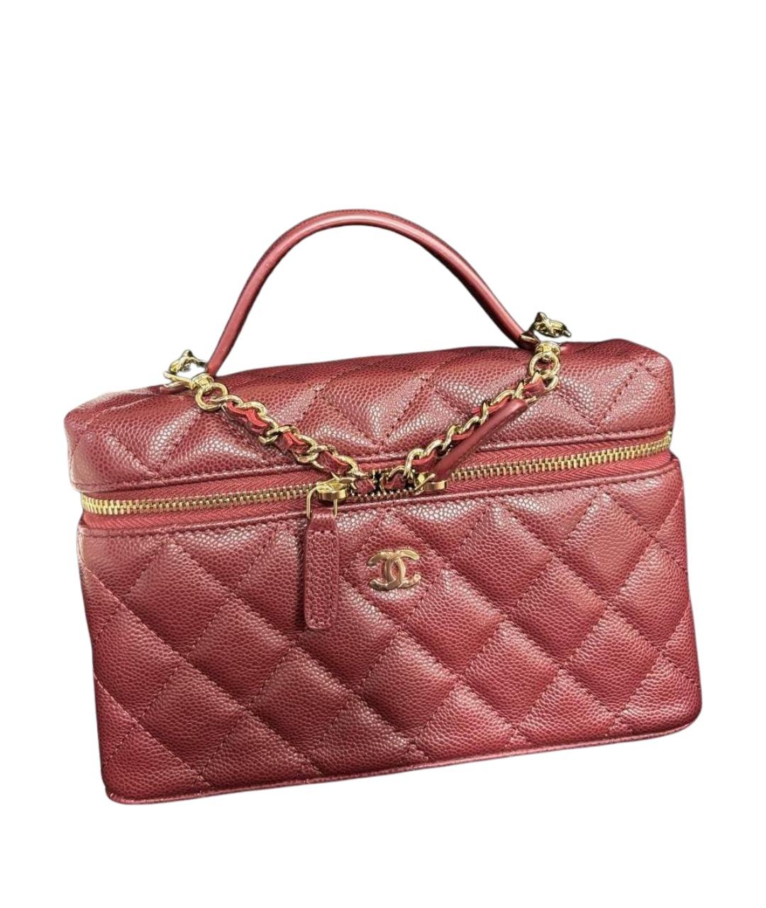 CHANEL Бордовая кожаная сумка через плечо, фото 1