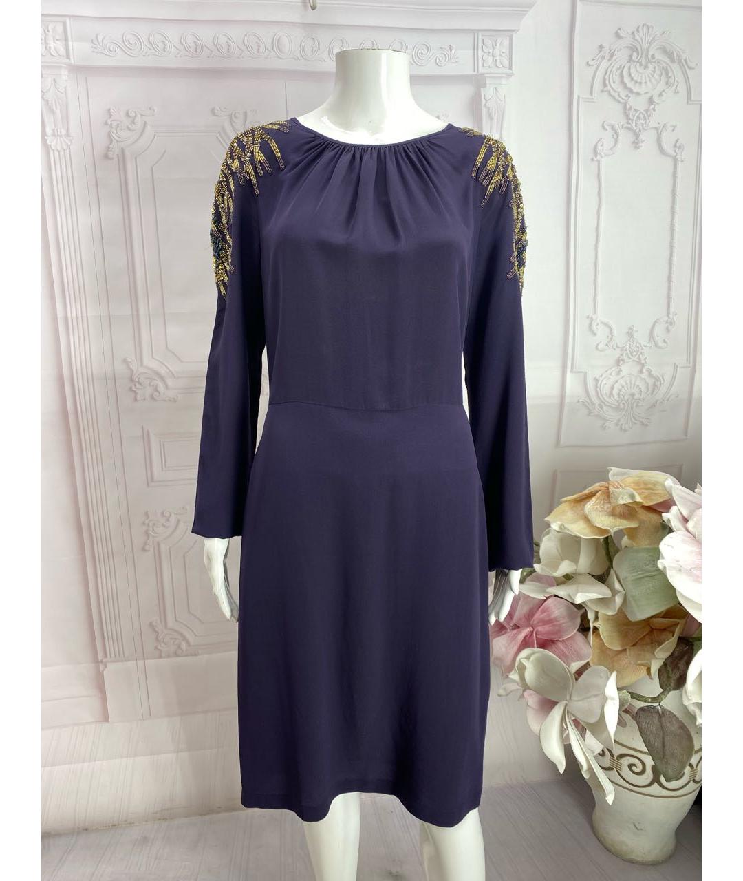 JO NO FUI Фиолетовое шелковое платье, фото 9