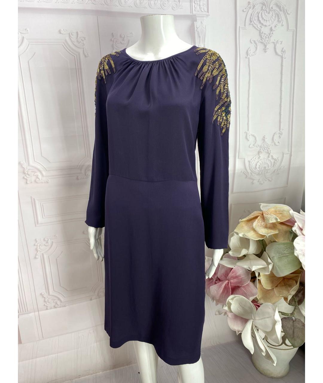 JO NO FUI Фиолетовое шелковое платье, фото 6