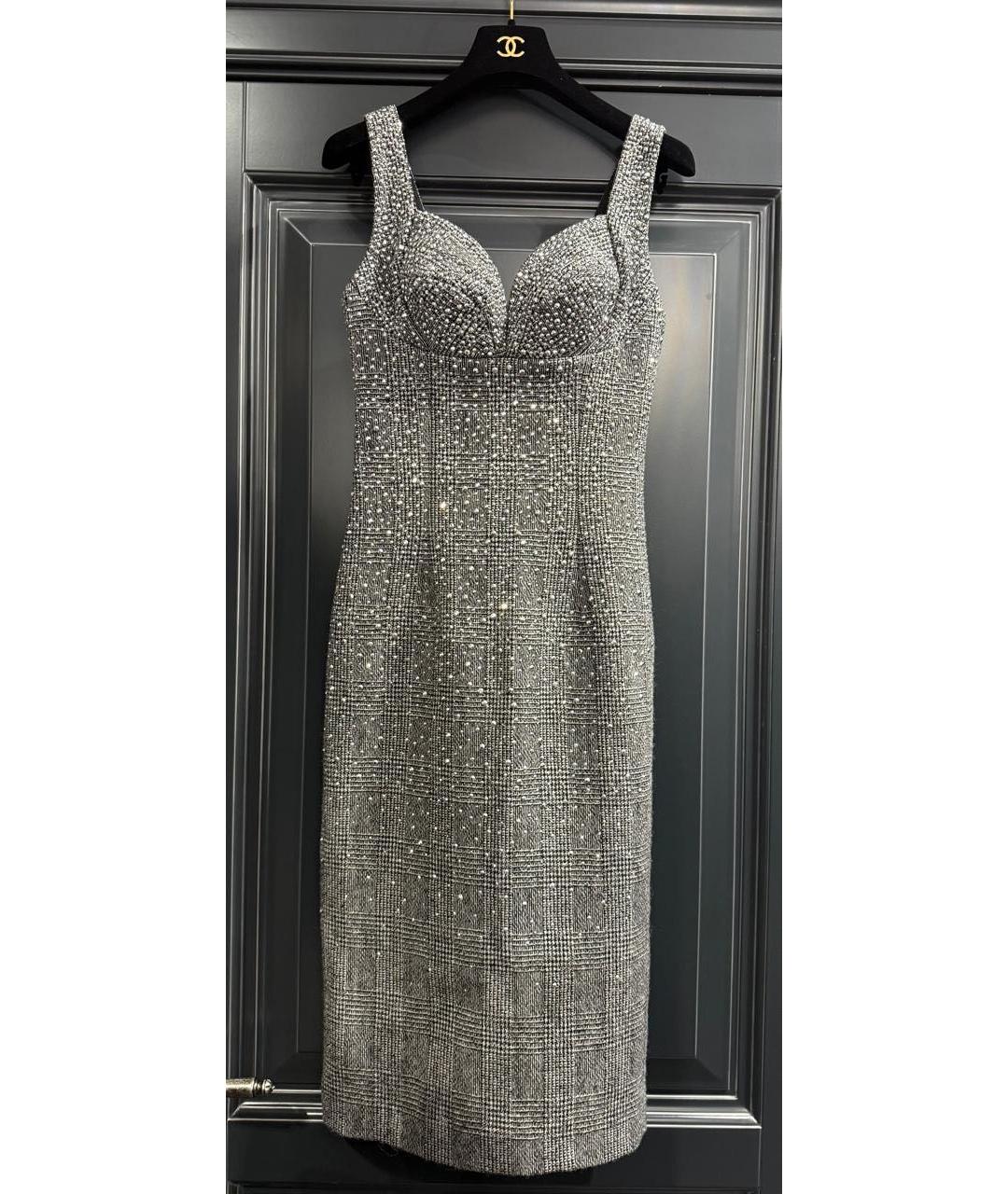 ERMANNO SCERVINO Серебряное шерстяное коктейльное платье, фото 6