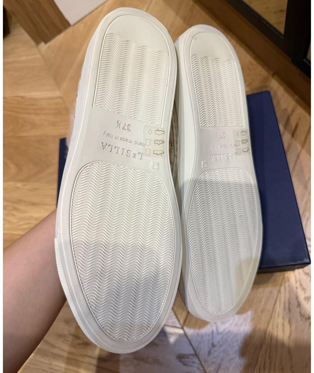 LE SILLA Бежевые кожаные кеды, фото 4