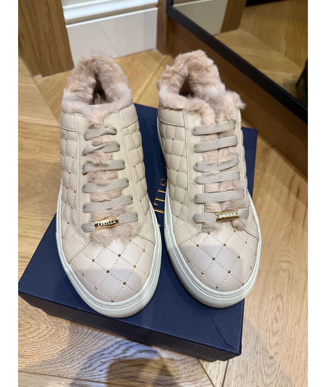 LE SILLA Бежевые кожаные кеды, фото 2