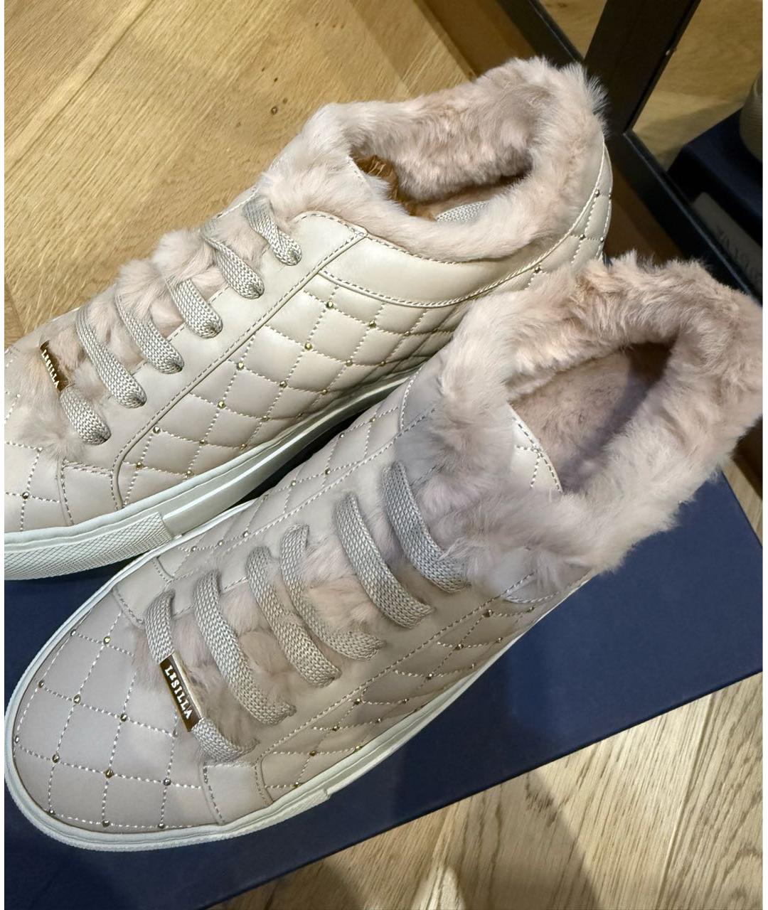 LE SILLA Бежевые кожаные кеды, фото 5