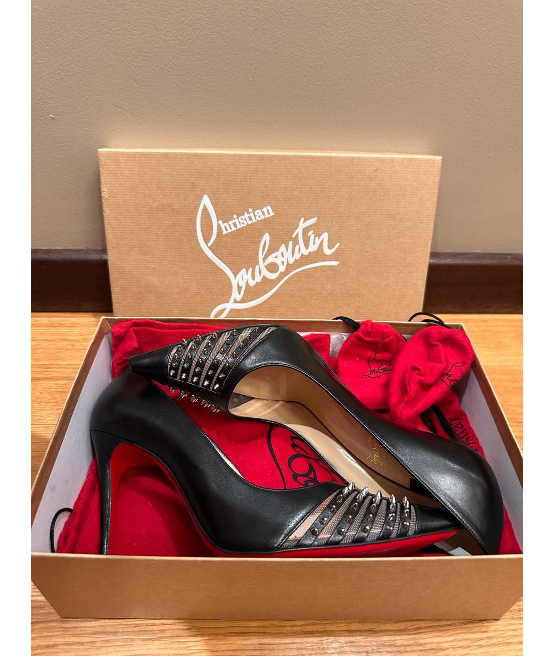 CHRISTIAN LOUBOUTIN Черные кожаные туфли, фото 6
