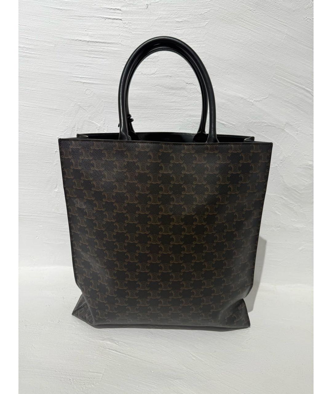 CELINE Коричневая кожаная сумка тоут, фото 3