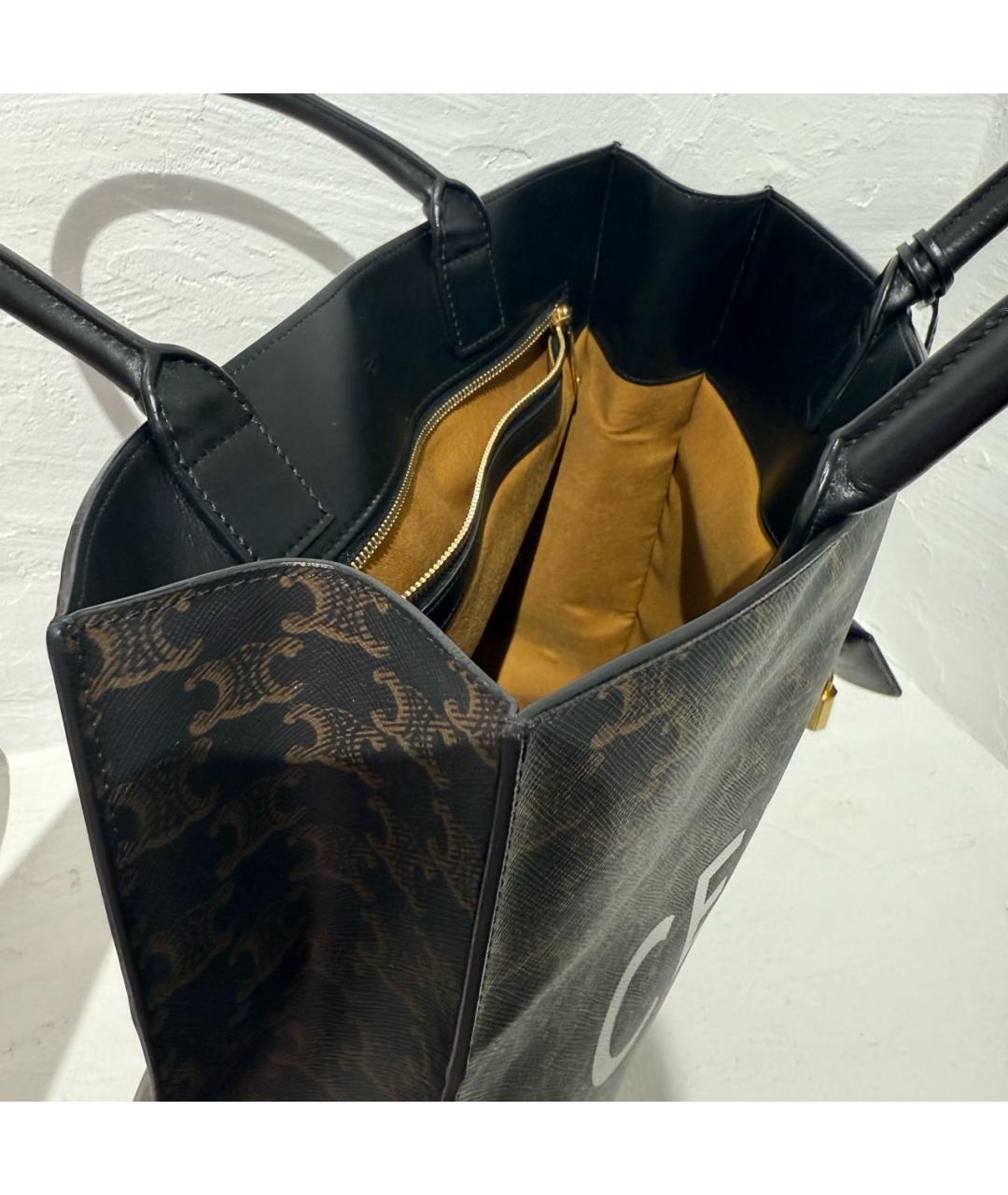 CELINE Коричневая кожаная сумка тоут, фото 4