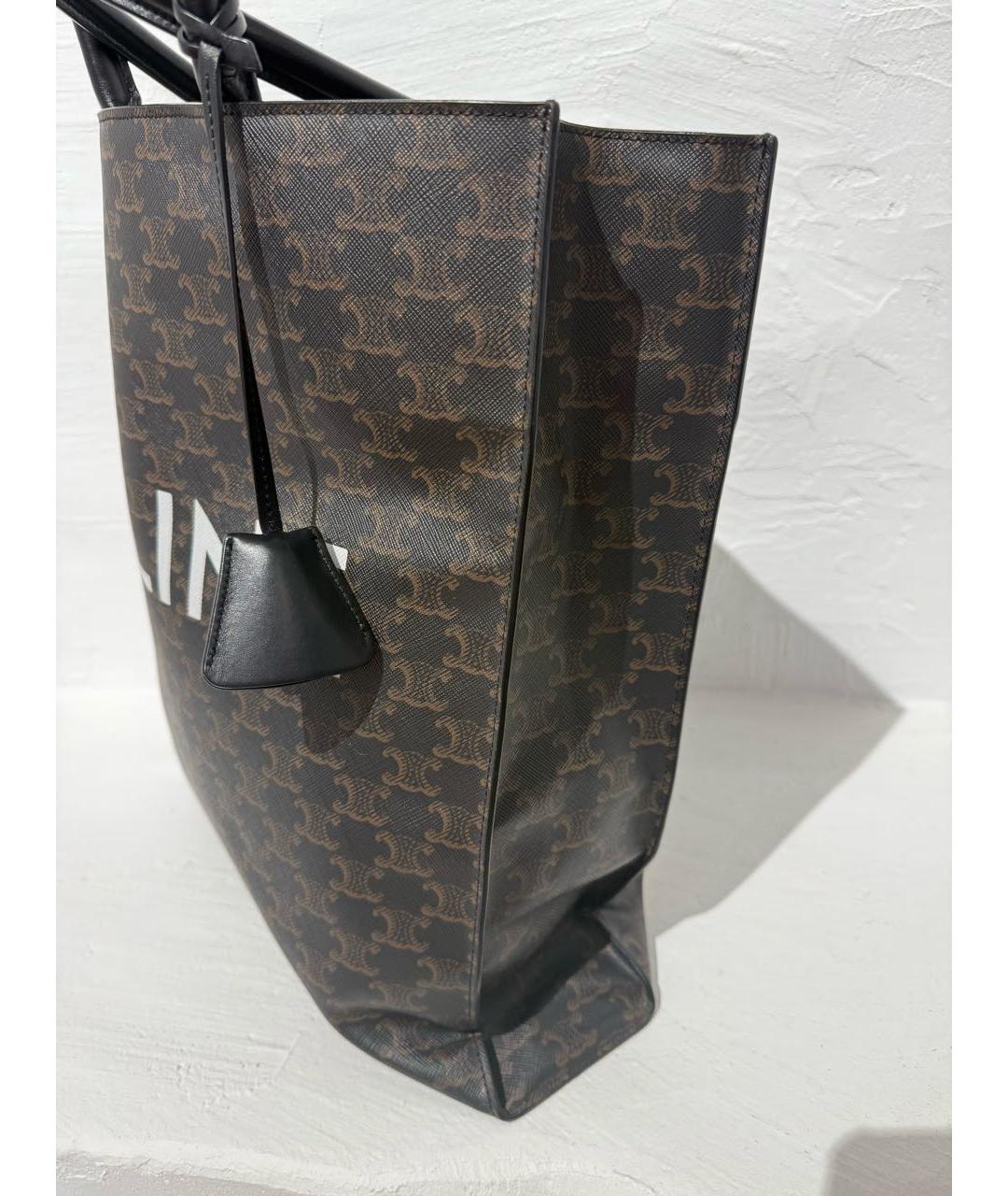 CELINE Коричневая кожаная сумка тоут, фото 2