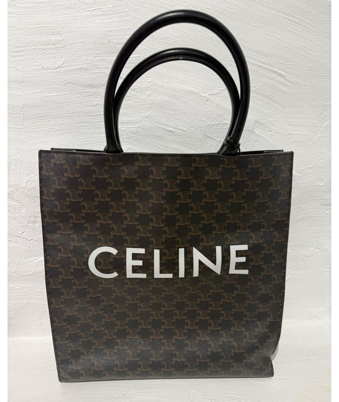 CELINE Коричневая кожаная сумка тоут, фото 9