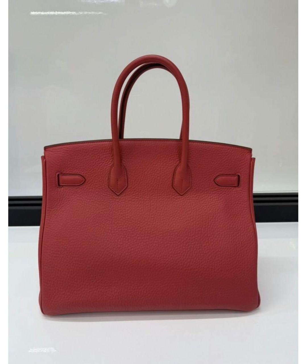 HERMES Красная кожаная сумка с короткими ручками, фото 3