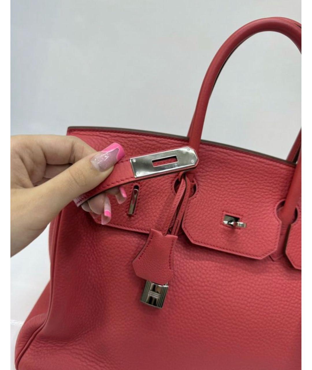 HERMES Красная кожаная сумка с короткими ручками, фото 5