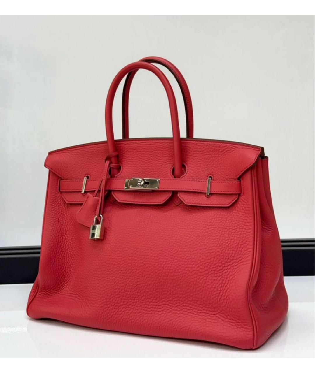 HERMES Красная кожаная сумка с короткими ручками, фото 2