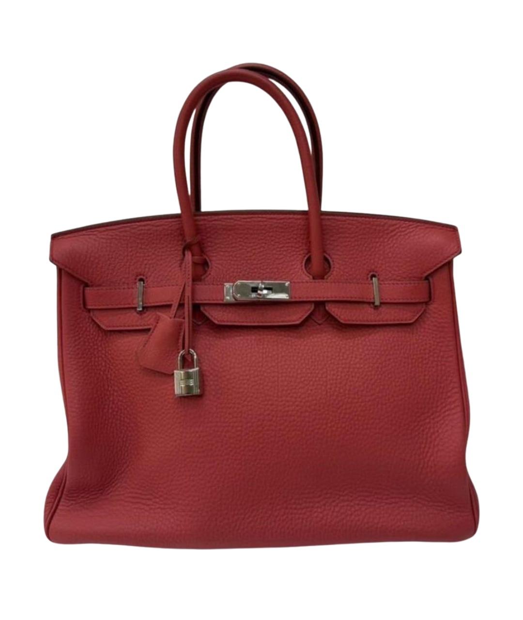 HERMES Красная кожаная сумка с короткими ручками, фото 1