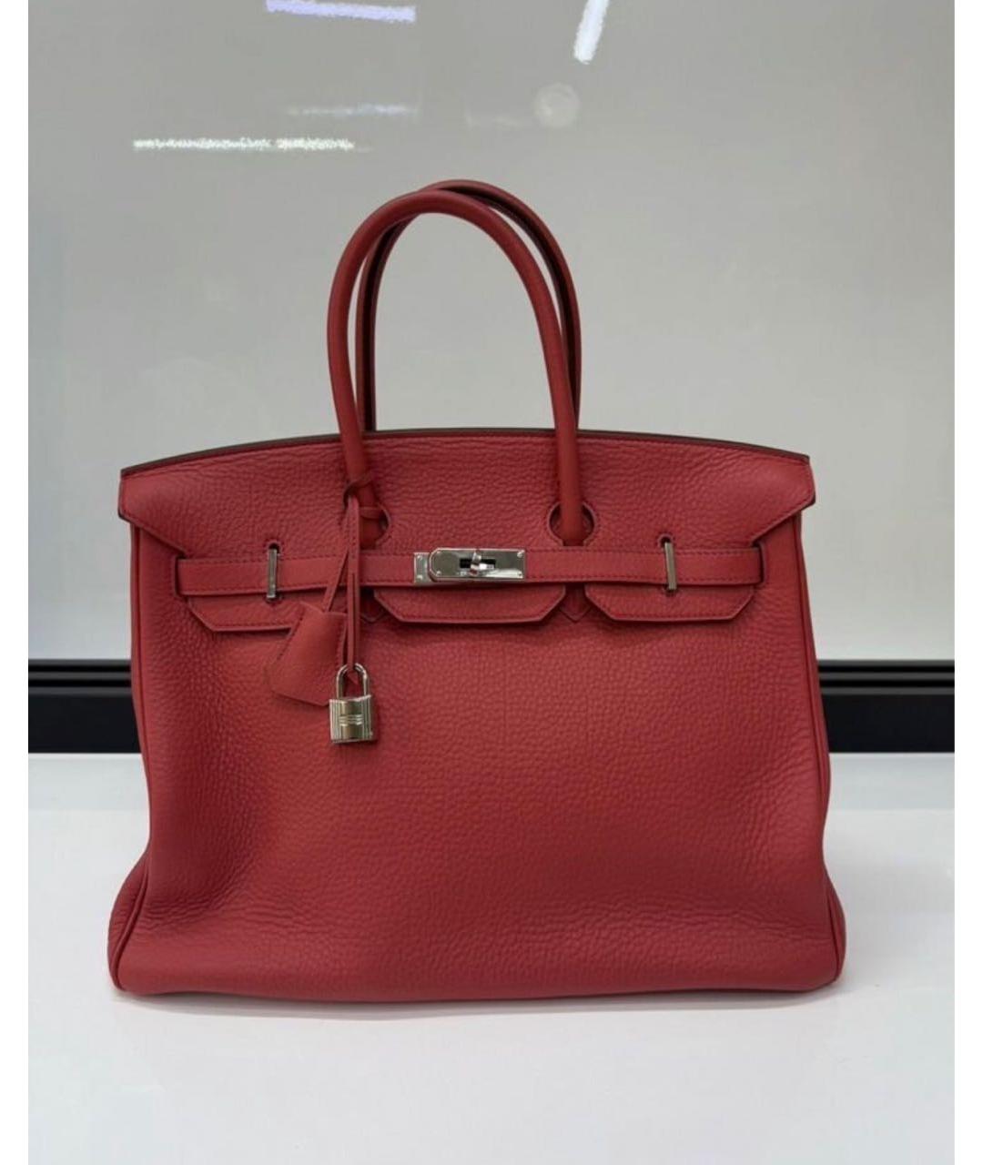 HERMES Красная кожаная сумка с короткими ручками, фото 9