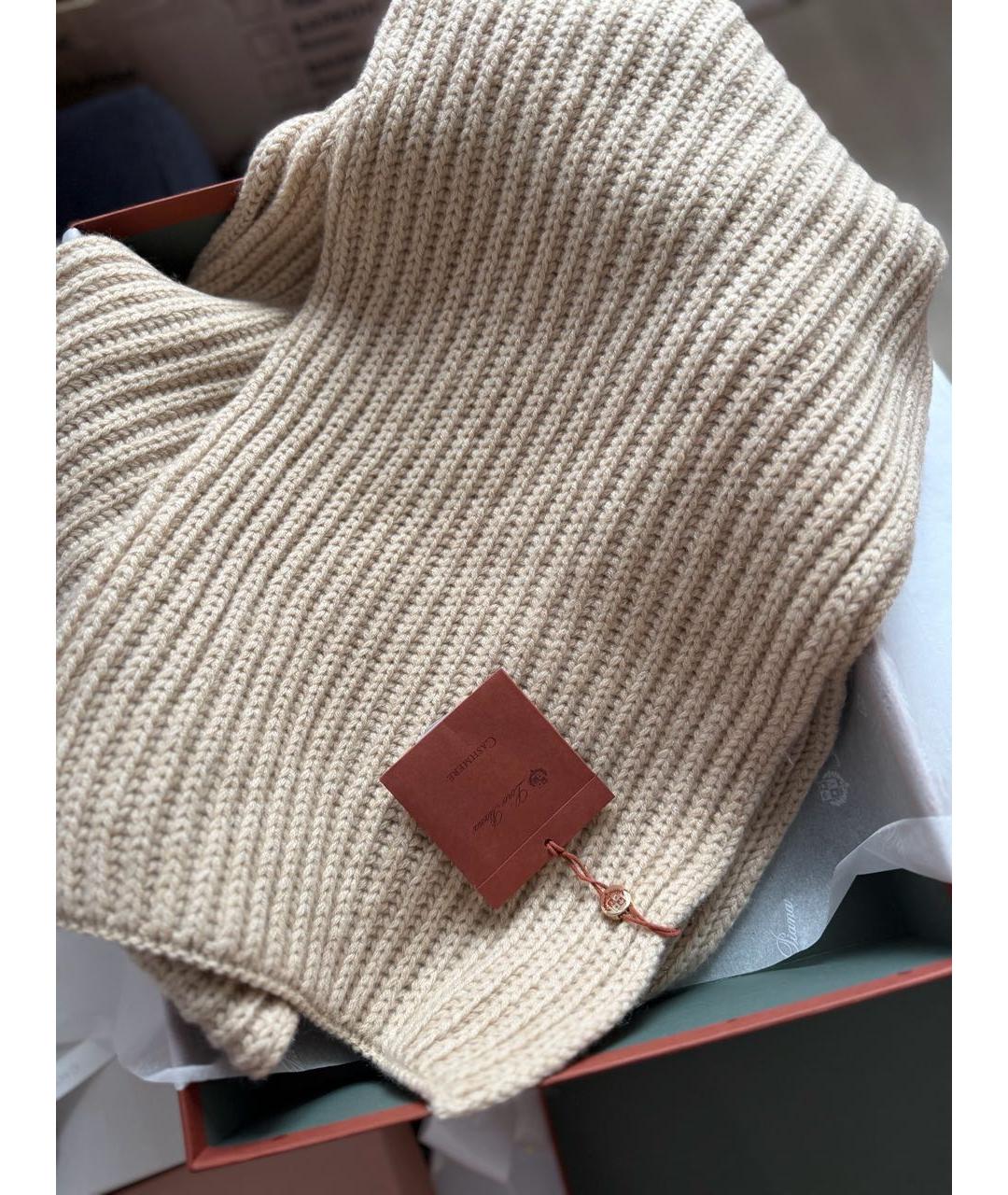 LORO PIANA Бежевый кашемировый шарф, фото 3