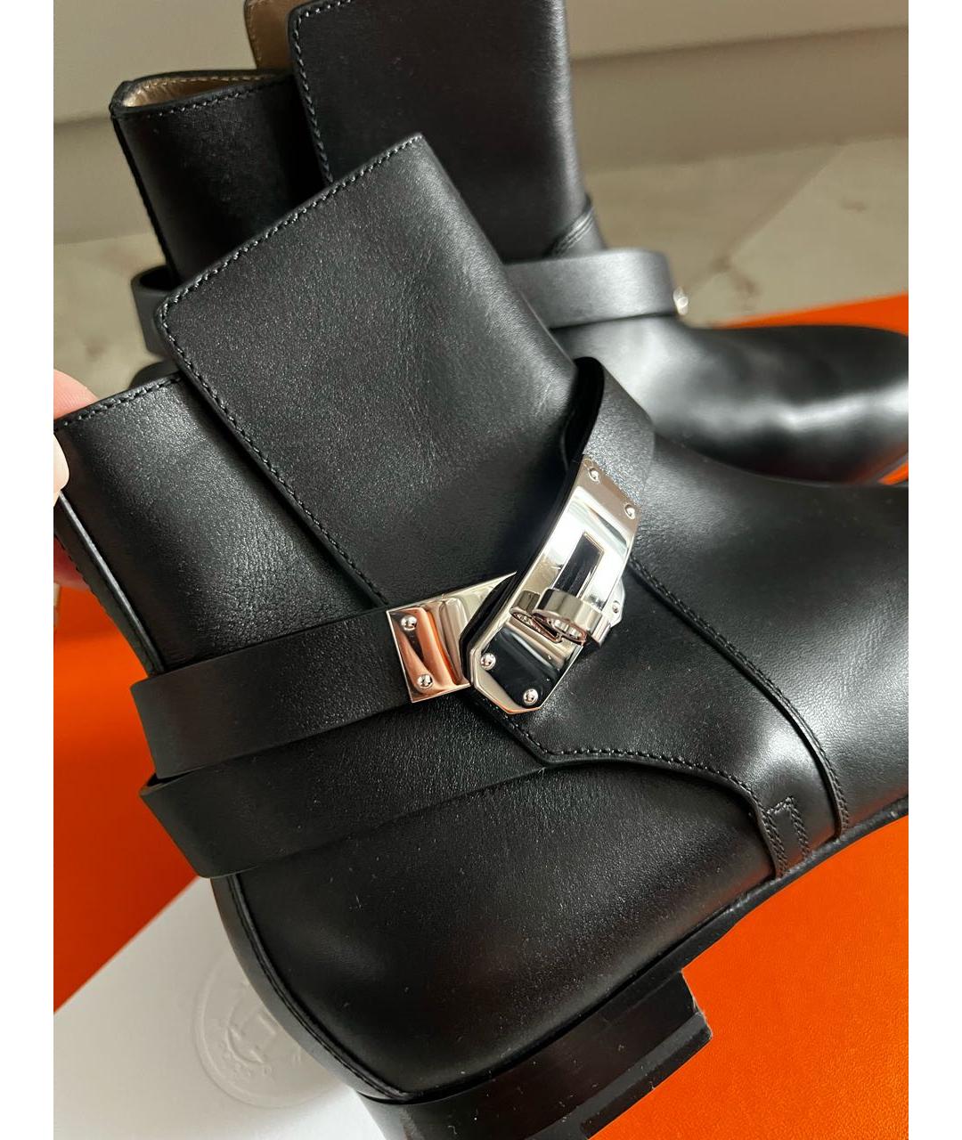 HERMES Черные кожаные ботильоны, фото 3