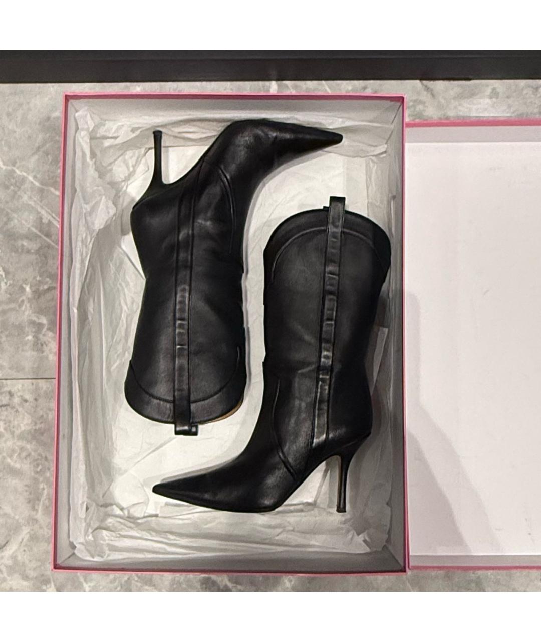 PARIS TEXAS Черные кожаные сапоги, фото 4