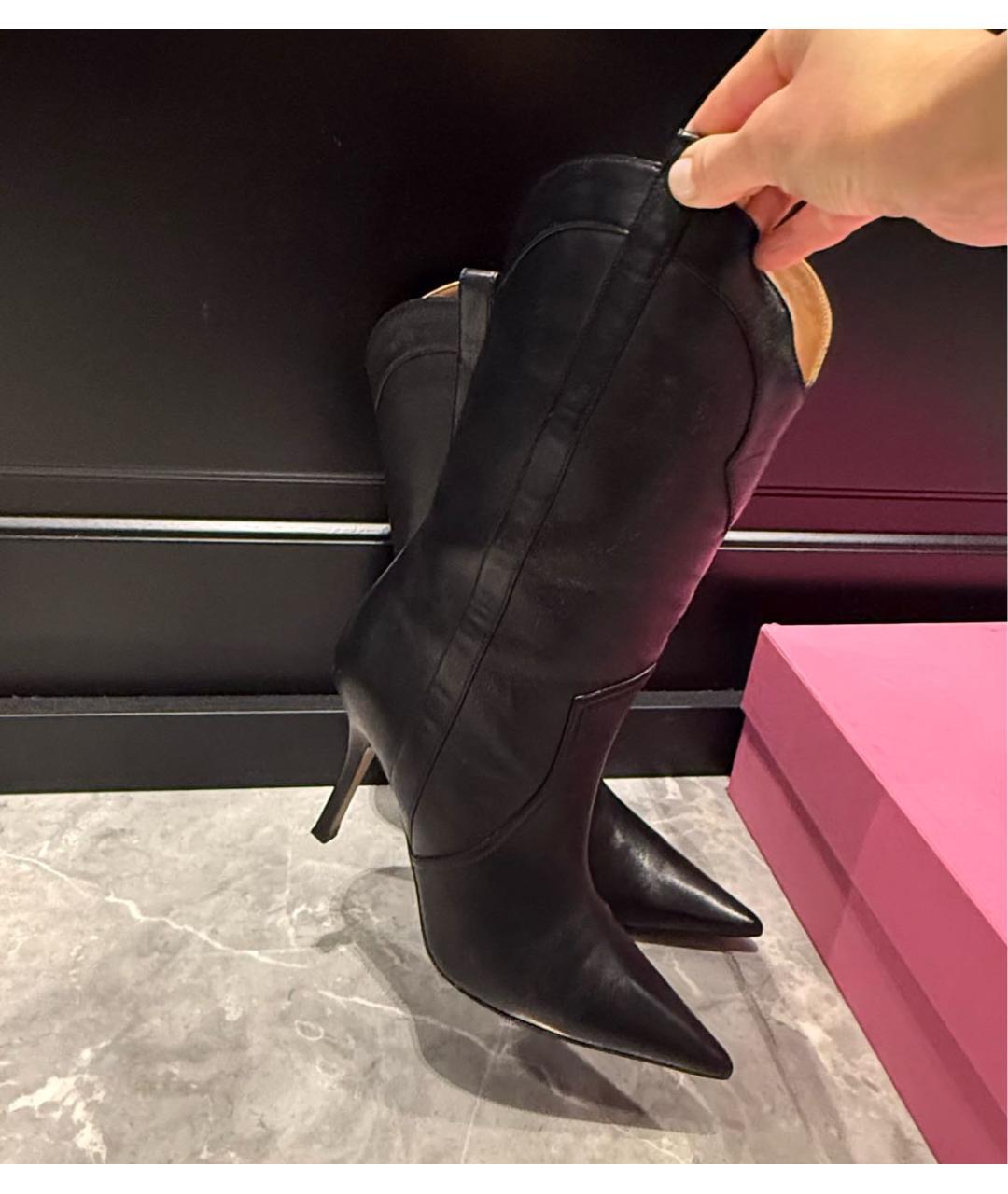 PARIS TEXAS Черные кожаные сапоги, фото 2