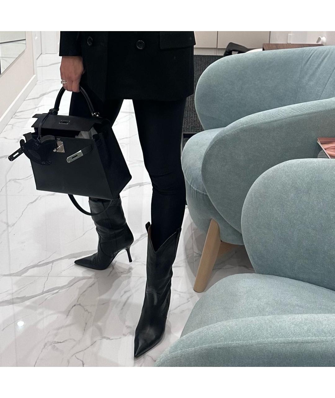 PARIS TEXAS Черные кожаные сапоги, фото 5