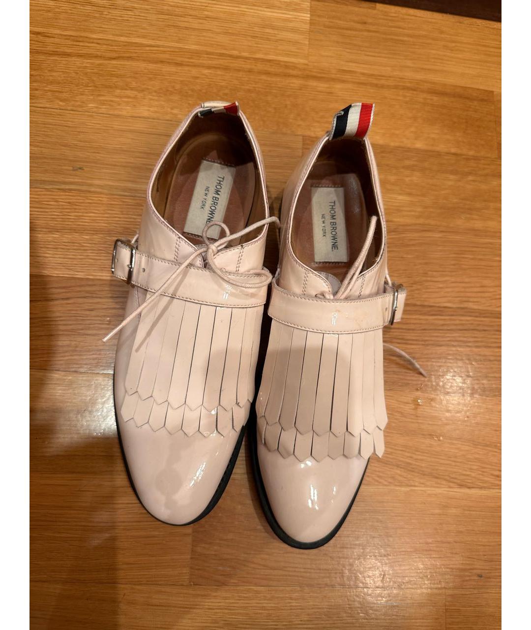 THOM BROWNE Бежевые брогги и оксфорды из лакированной кожи, фото 3