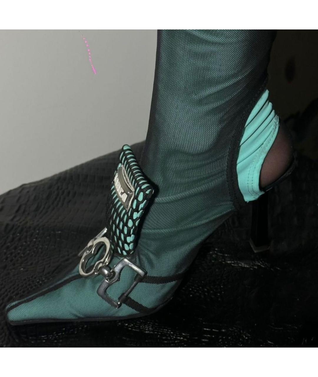 Ancuta Sarca Бирюзовые текстильные ботильоны, фото 3