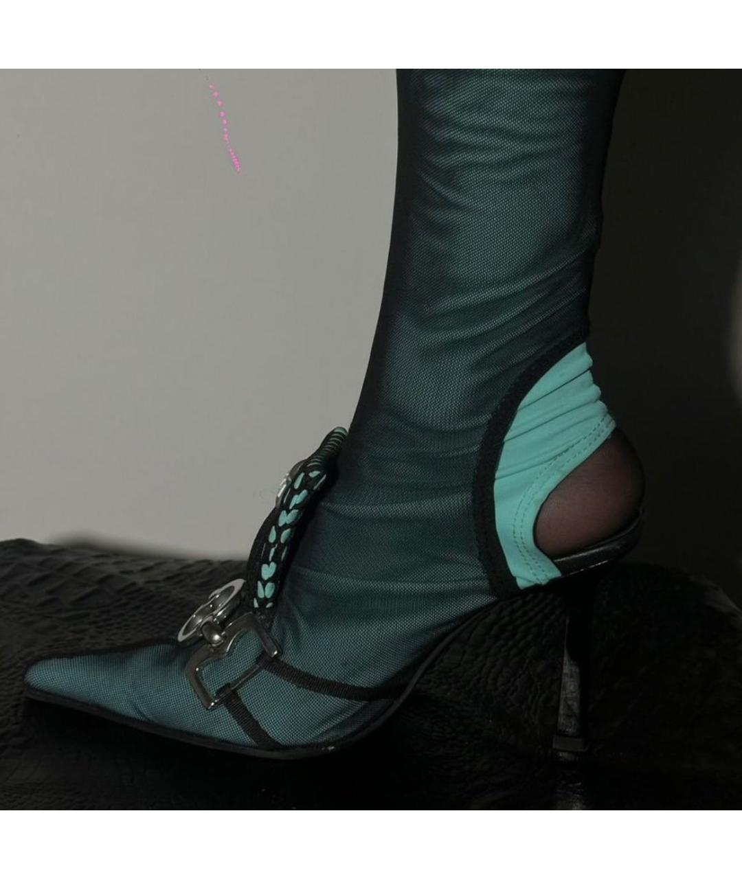 Ancuta Sarca Бирюзовые текстильные ботильоны, фото 4