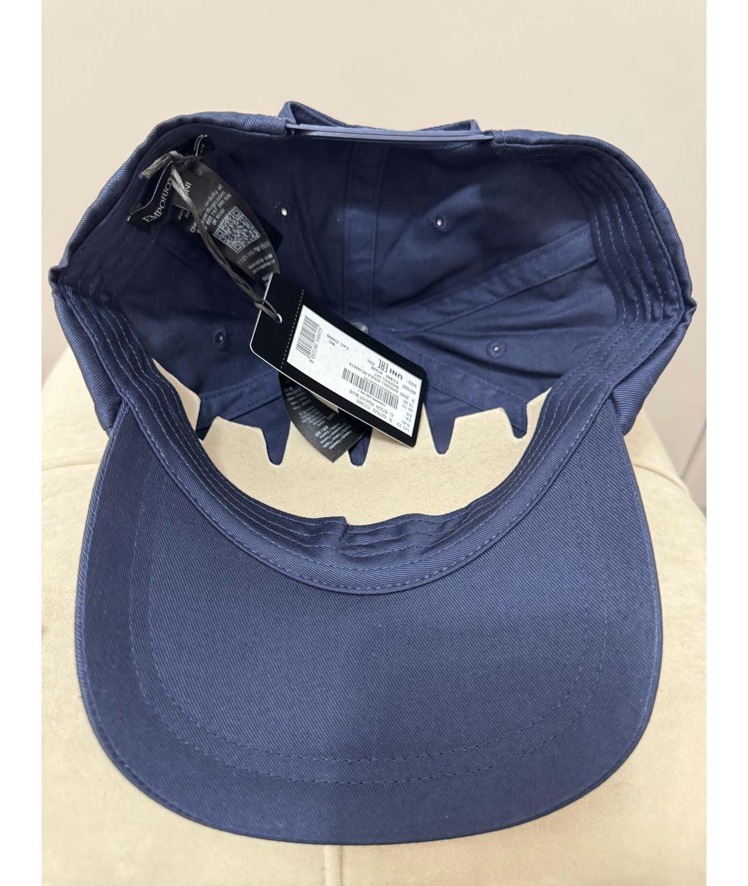 EMPORIO ARMANI Темно-синяя хлопковая кепка/бейсболка, фото 8