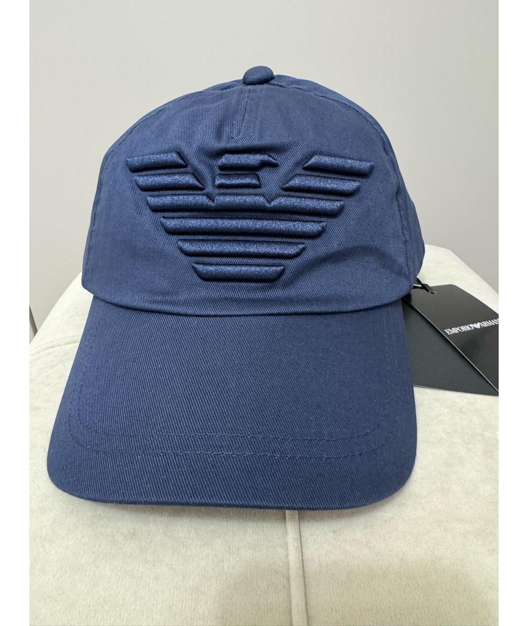EMPORIO ARMANI Темно-синяя хлопковая кепка/бейсболка, фото 9