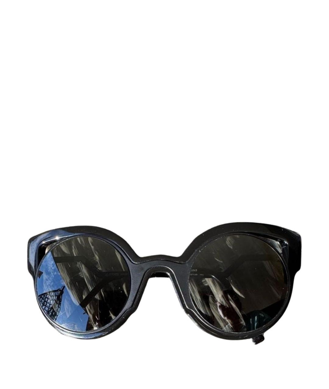 FENDI Черные пластиковые солнцезащитные очки, фото 1