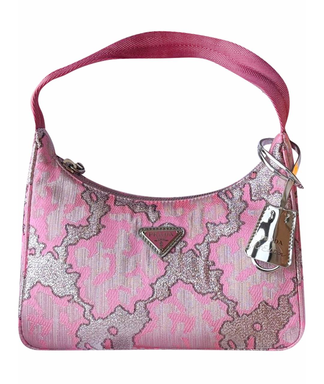 PRADA Розовая жаккардовая сумка с короткими ручками, фото 1
