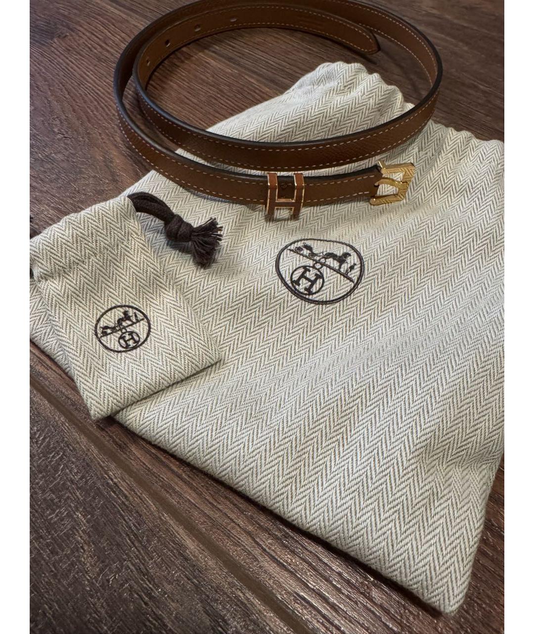 HERMES Коричневый кожаный ремень, фото 4