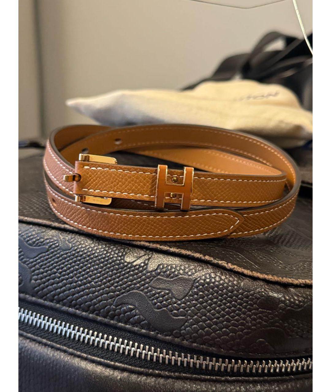 HERMES Коричневый кожаный ремень, фото 5