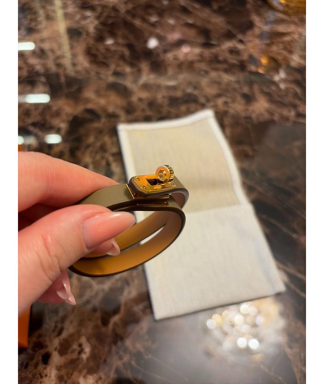 HERMES Бежевый кожаный браслет, фото 5