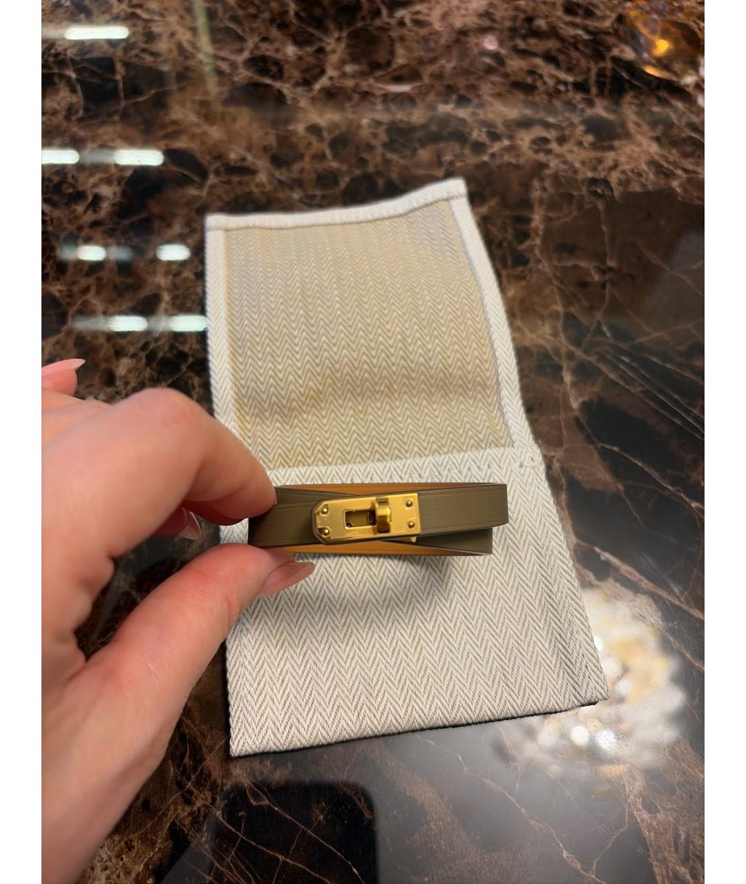 HERMES Бежевый кожаный браслет, фото 3