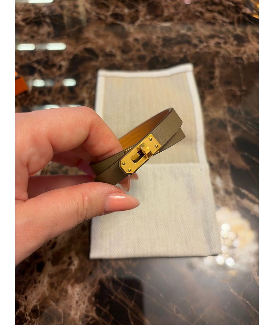 HERMES Бежевый кожаный браслет, фото 2