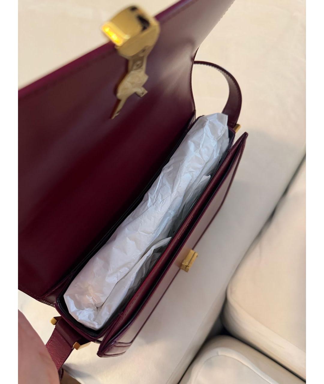 SAINT LAURENT Бордовая кожаная сумка через плечо, фото 4