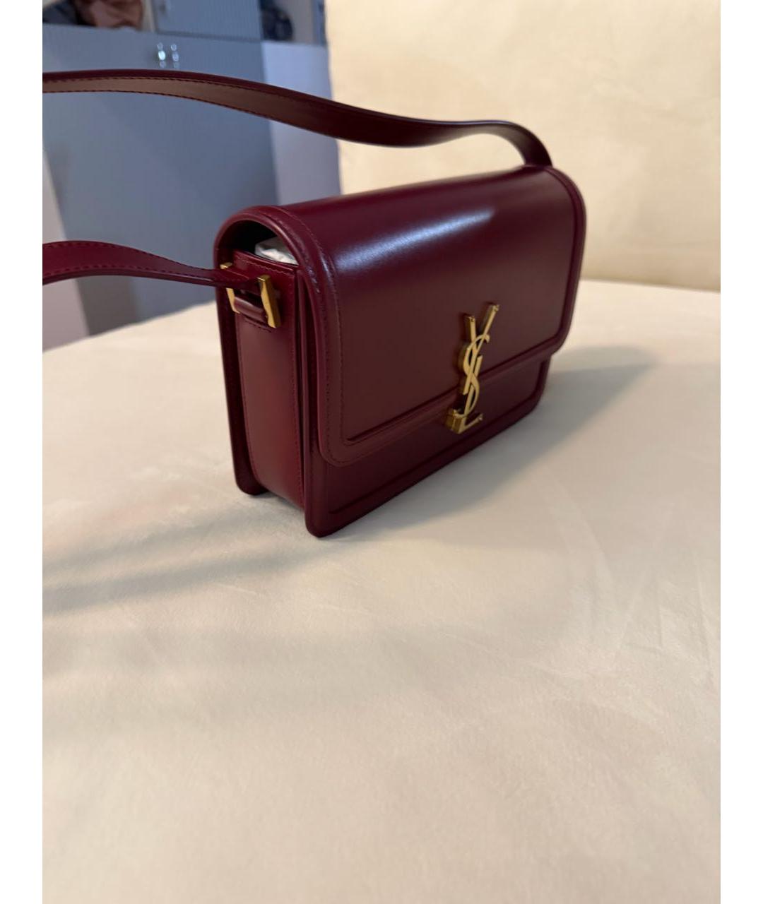 SAINT LAURENT Бордовая кожаная сумка через плечо, фото 2