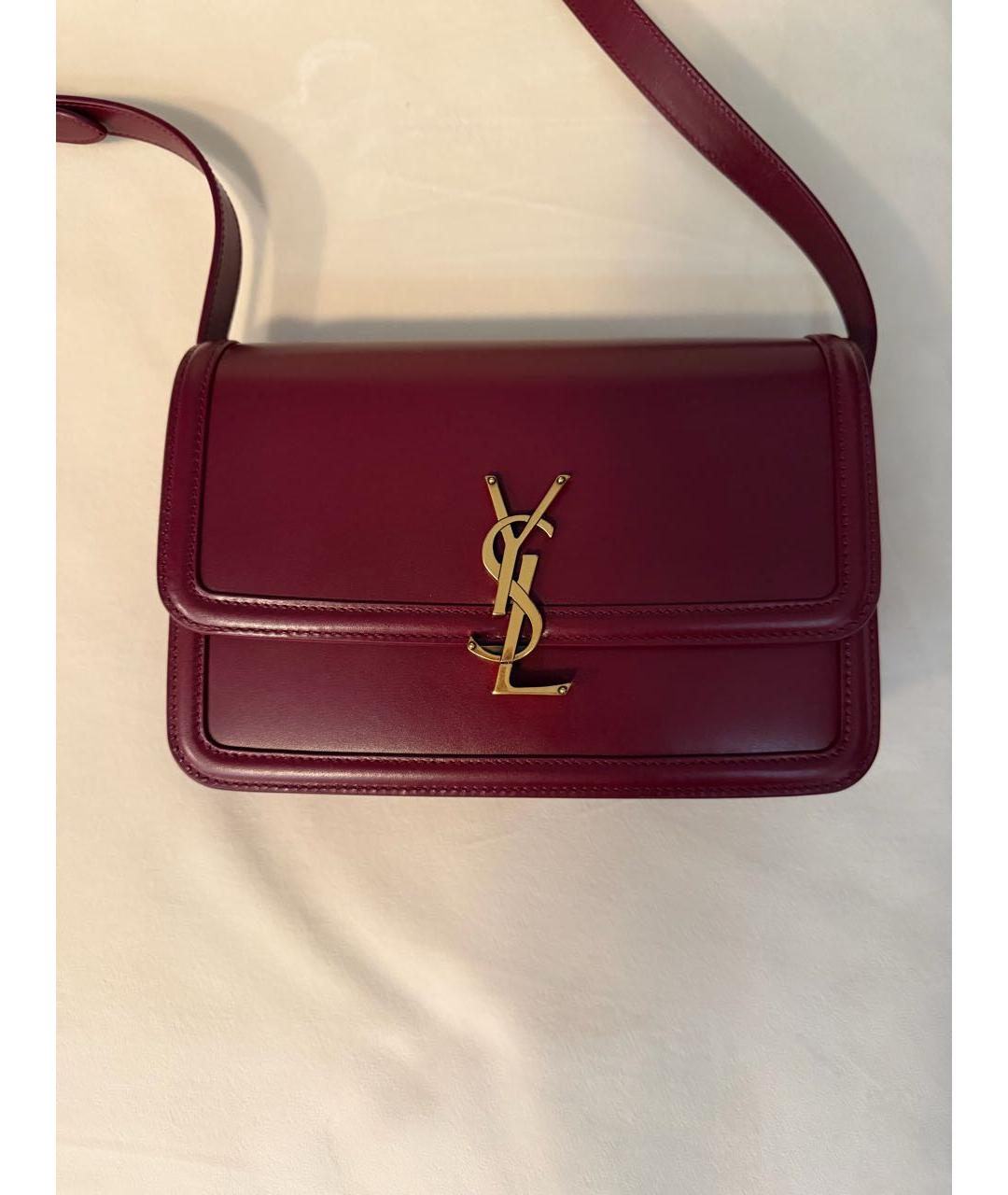 SAINT LAURENT Бордовая кожаная сумка через плечо, фото 5