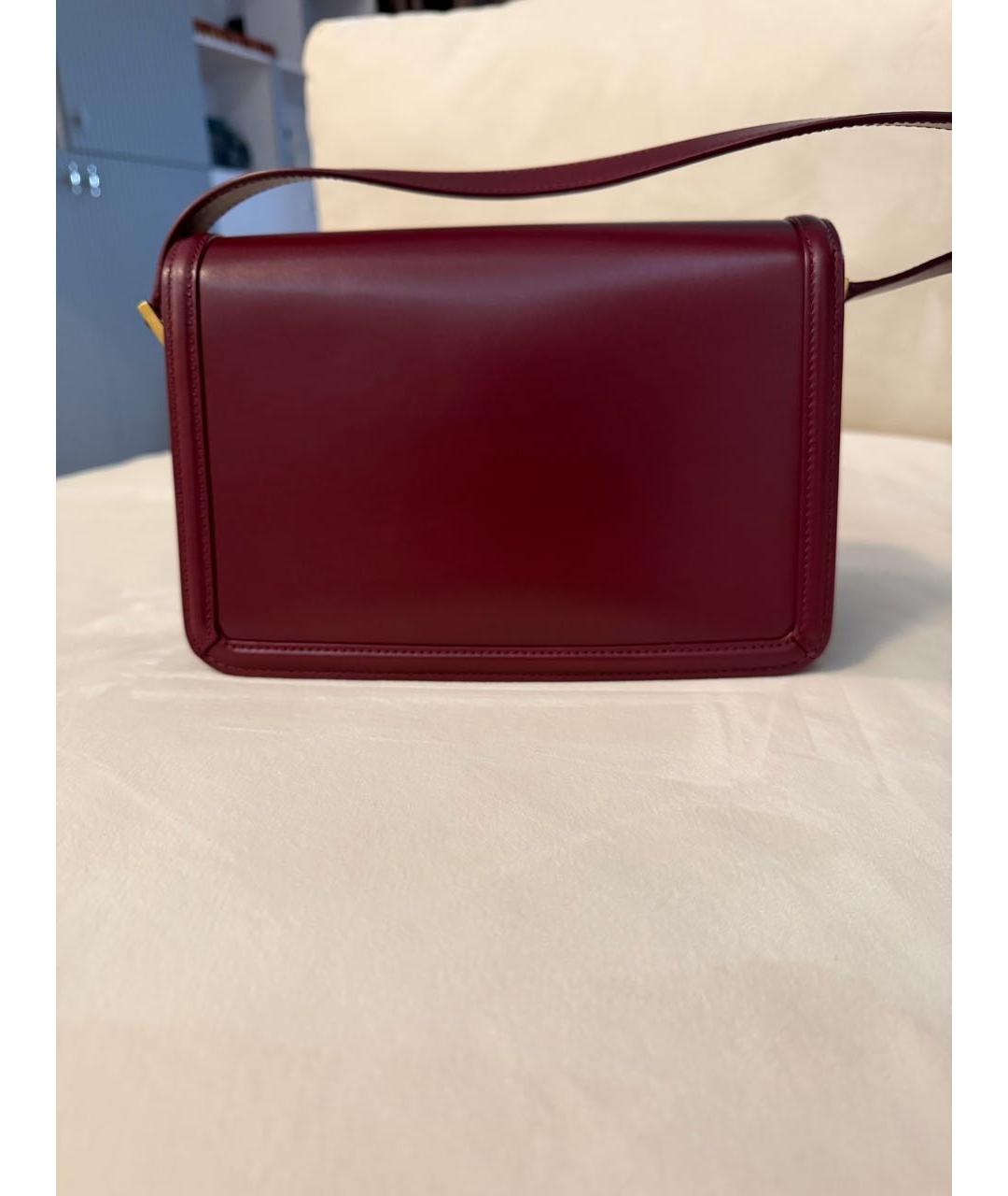 SAINT LAURENT Бордовая кожаная сумка через плечо, фото 3