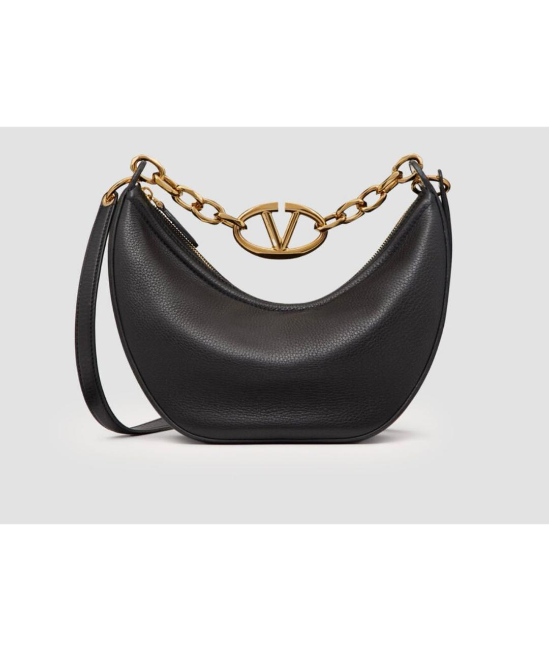 VALENTINO Черная кожаная сумка через плечо, фото 3