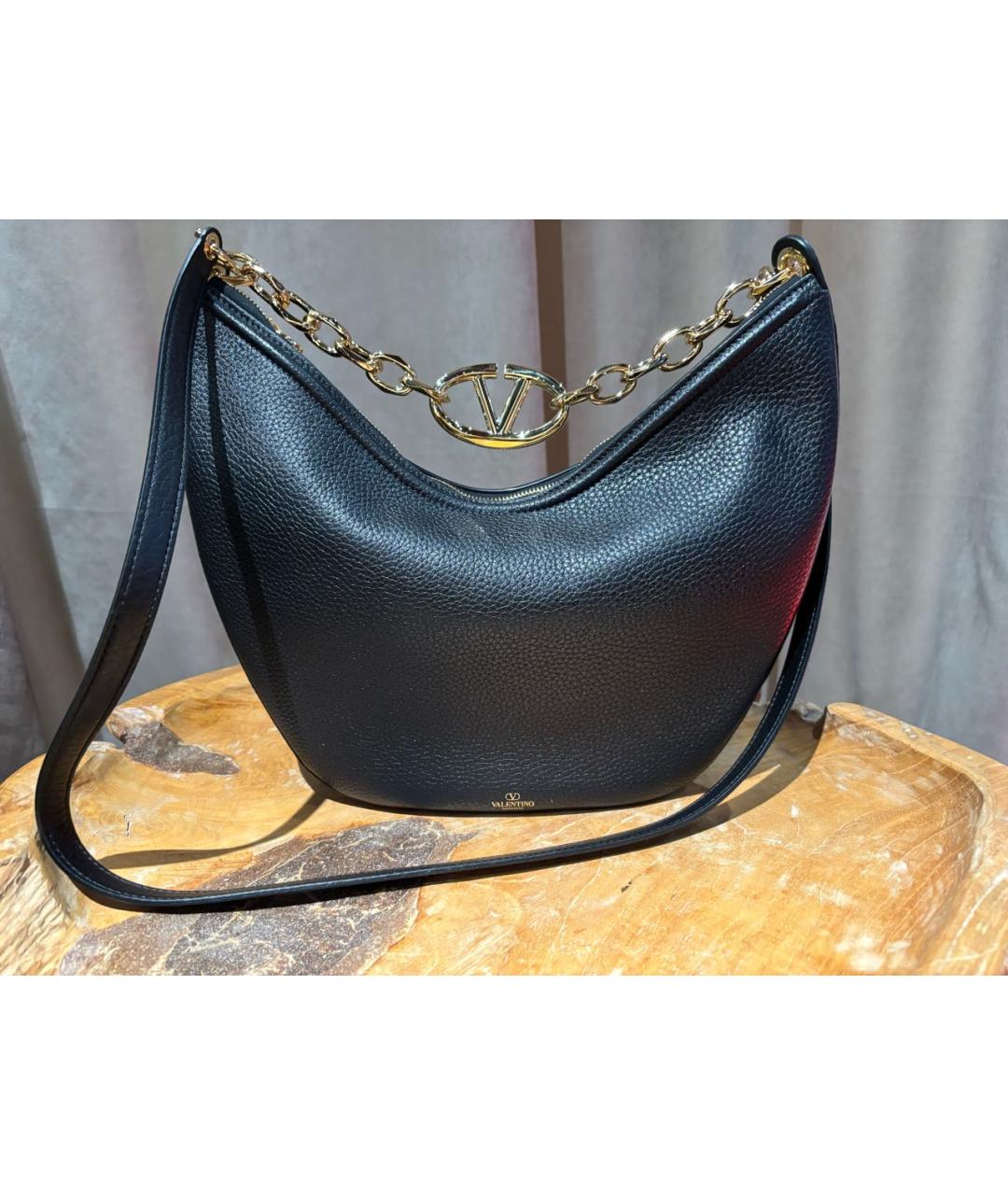 VALENTINO Черная кожаная сумка через плечо, фото 8