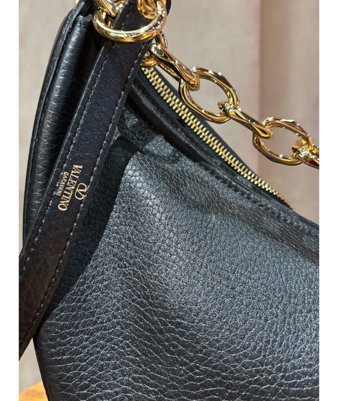 VALENTINO Черная кожаная сумка через плечо, фото 6