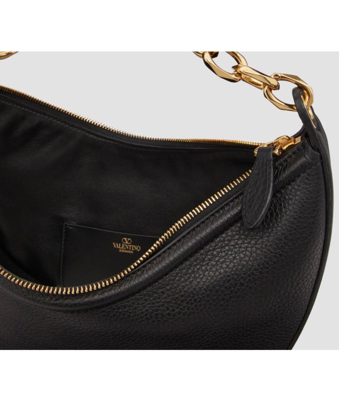 VALENTINO Черная кожаная сумка через плечо, фото 4